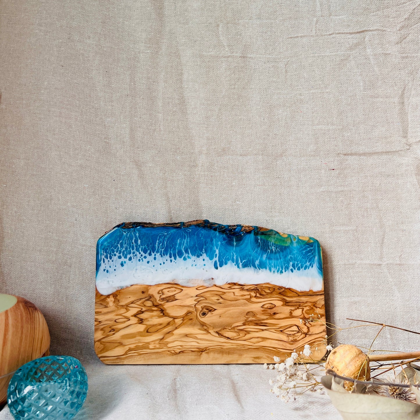 Ocean Resin Art Board, Medium Resin Serving Platter