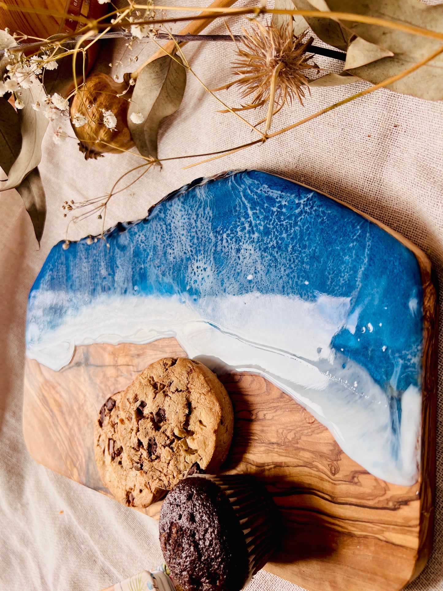 Ocean Waves Cheese Board, Medium Resin Serving Platter