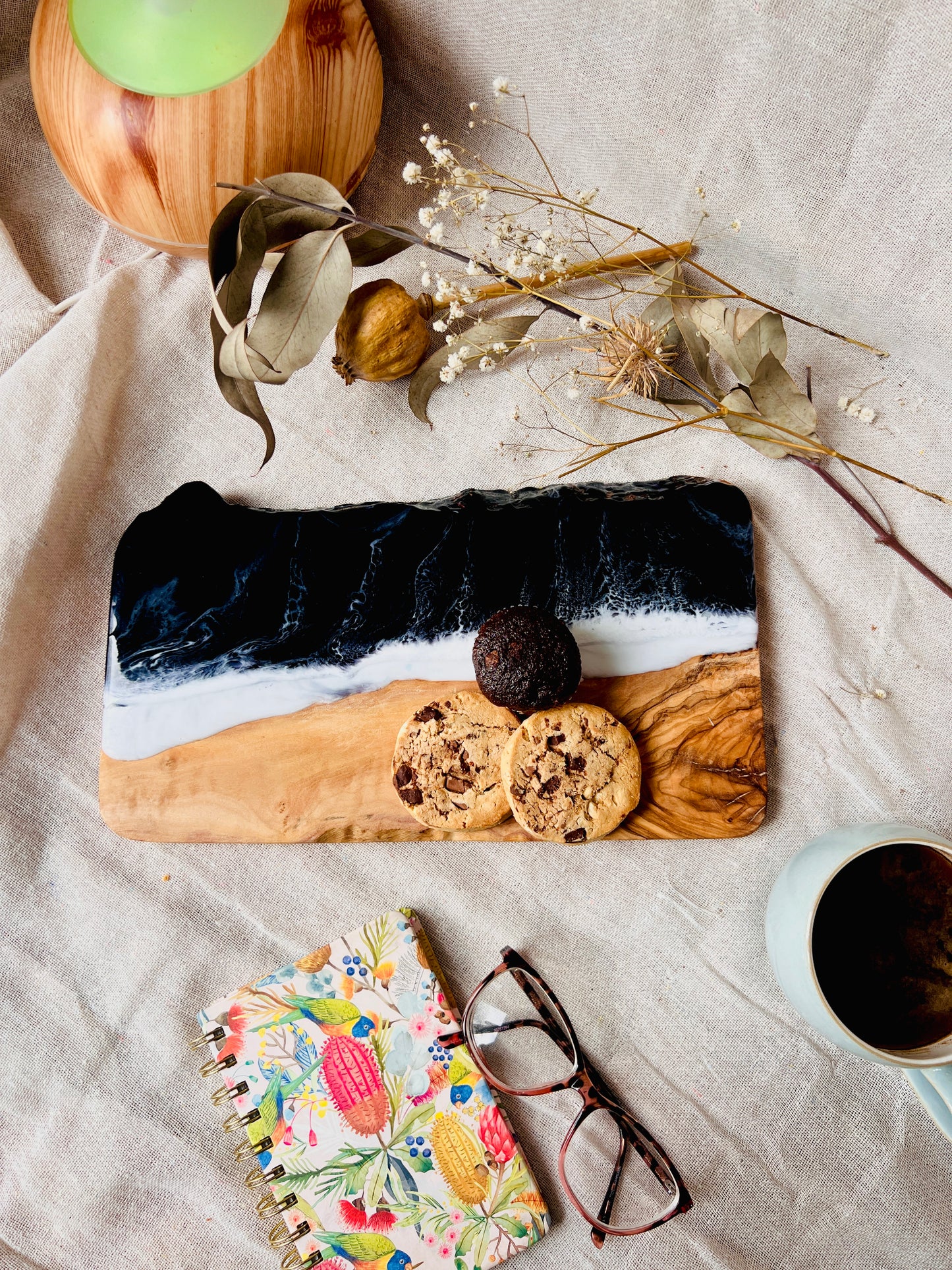 Midnight Waves Cheese Board, Medium Resin Serving Platter