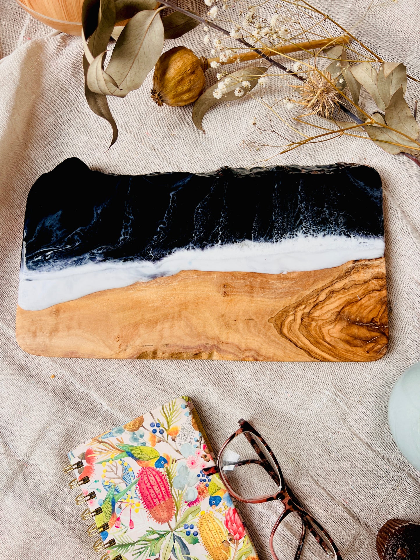 Midnight Waves Cheese Board, Medium Resin Serving Platter