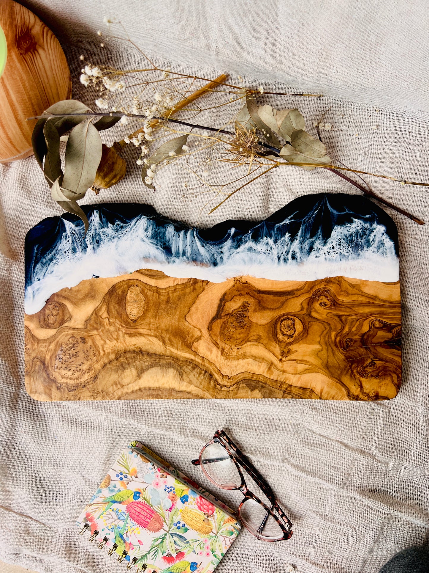 Midnight waves Cheese Board, Large Resin Serving Platter