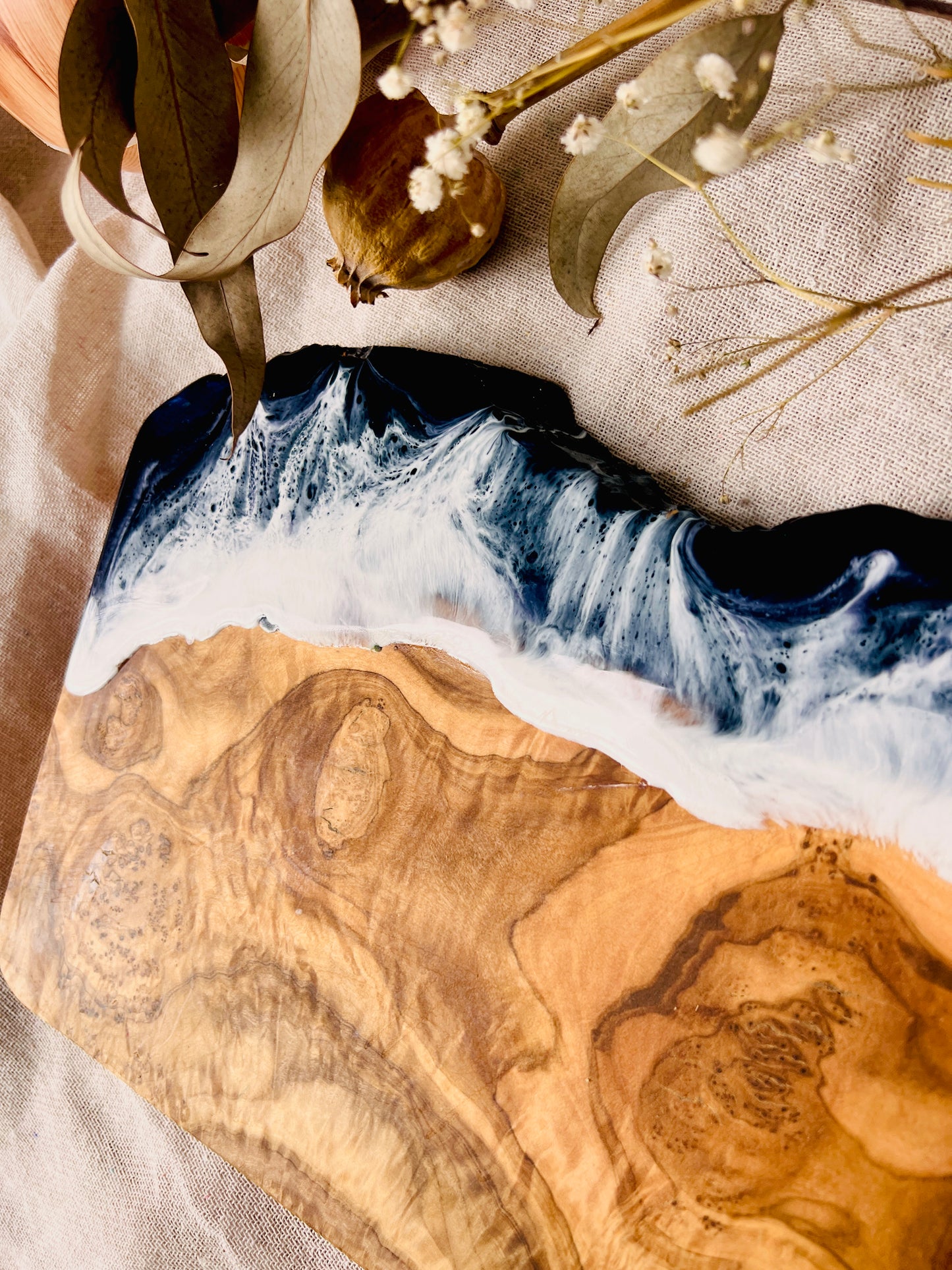 Midnight waves Cheese Board, Large Resin Serving Platter