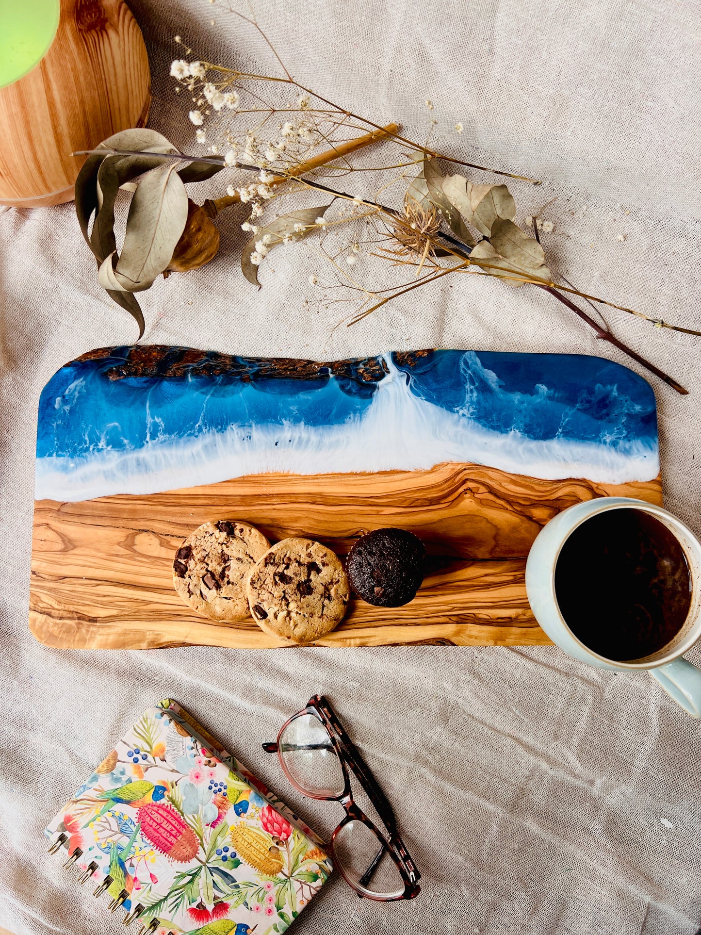 Ocean Resin Art Board, Large Resin Serving Platter