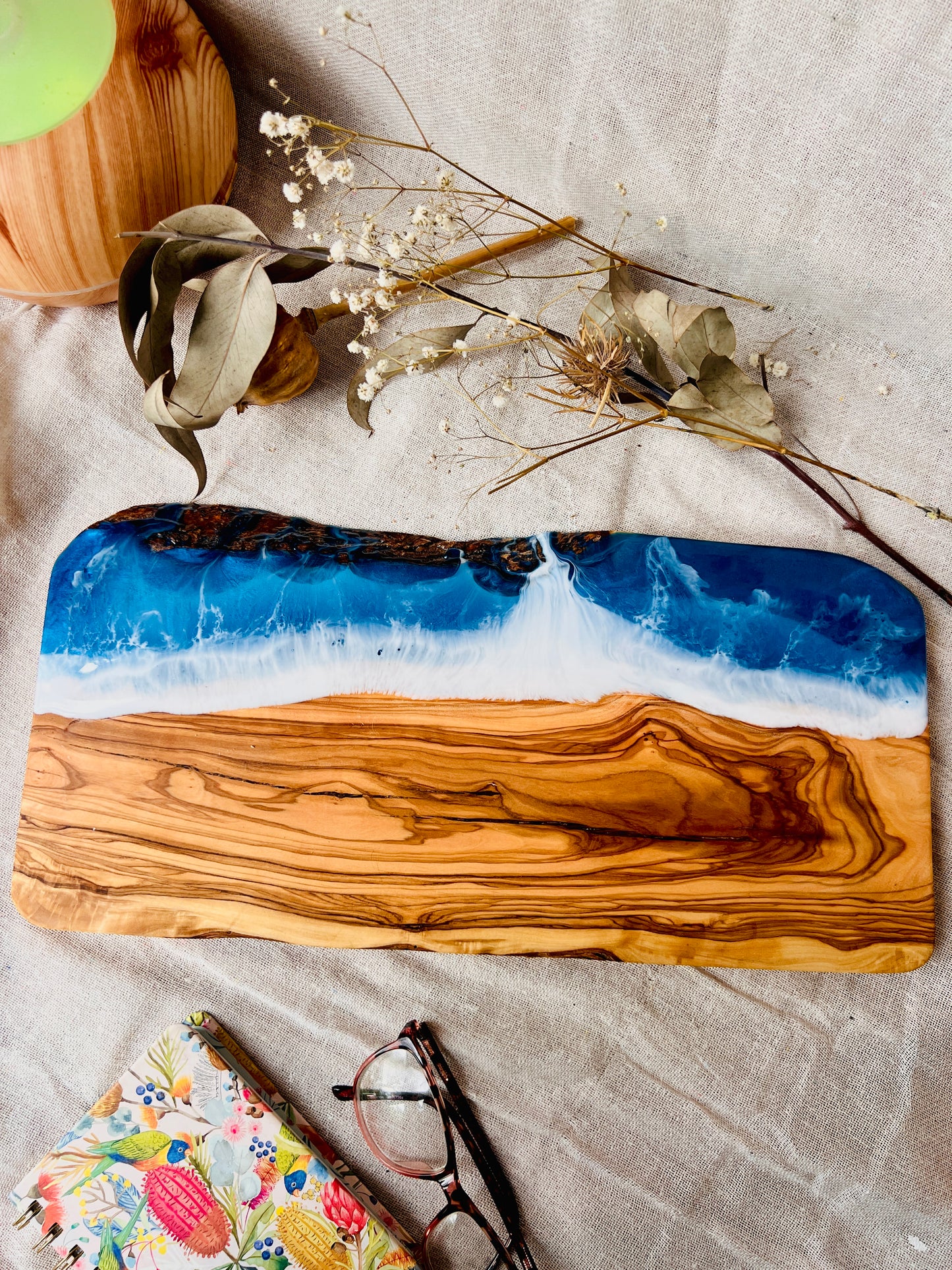 Ocean Resin Art Board, Large Resin Serving Platter