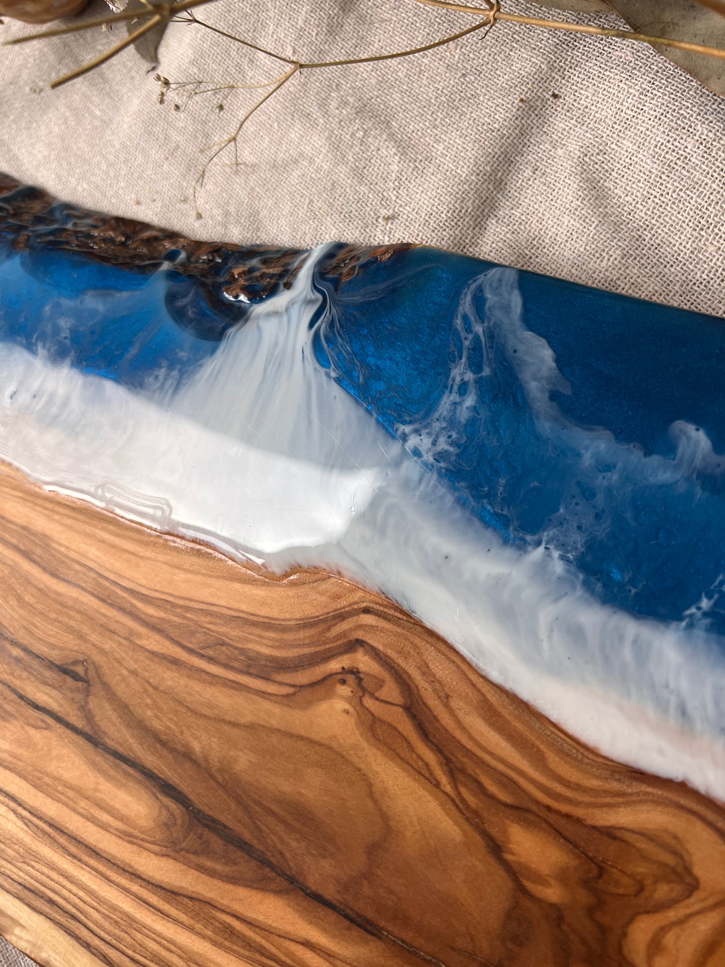 Ocean Resin Art Board, Large Resin Serving Platter