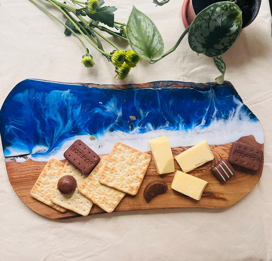 Ocean Resin Art Board, Large Resin Serving Platter