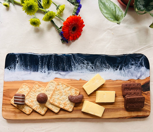 Midnight waves Cheese Board, Large Resin Serving Platter