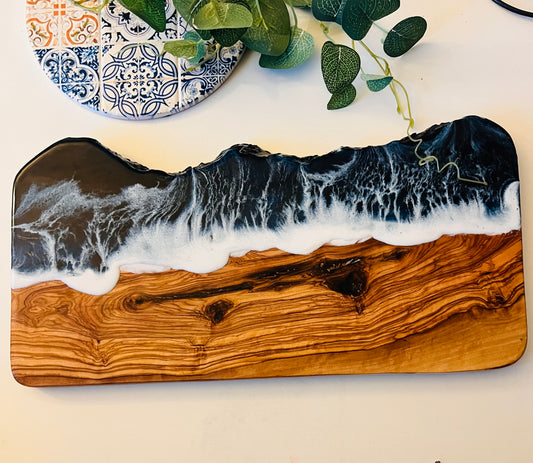 Midnight waves Cheese Board, Large Resin Serving Platter